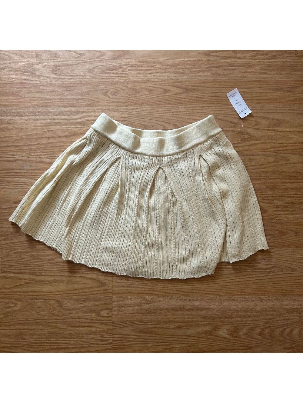 Hippie Rose Butter Yellow Ribbed Knit Mini Skirt Size Medium